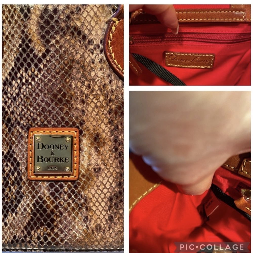 Dooney & Bourke Brown Snake Print Women's Bag - Picture 2 of 6
